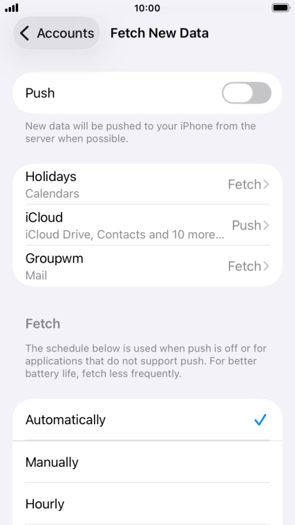 If you turn off the function, press the required setting.
