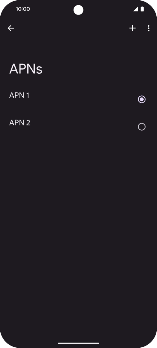 Press the field next to the data connection to activate it.