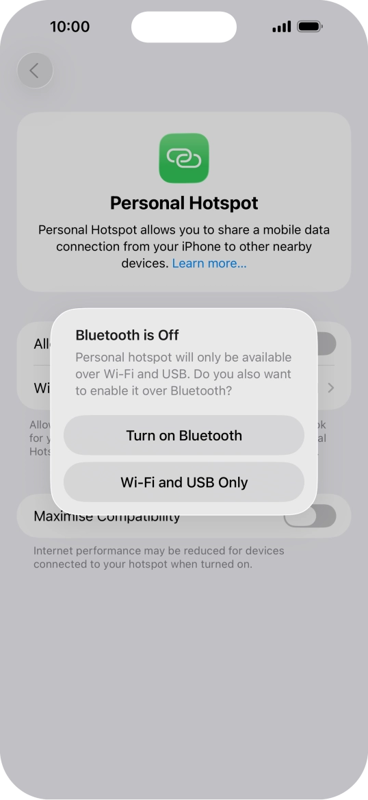If Wi-Fi is turned on, press Wi-Fi and USB Only.