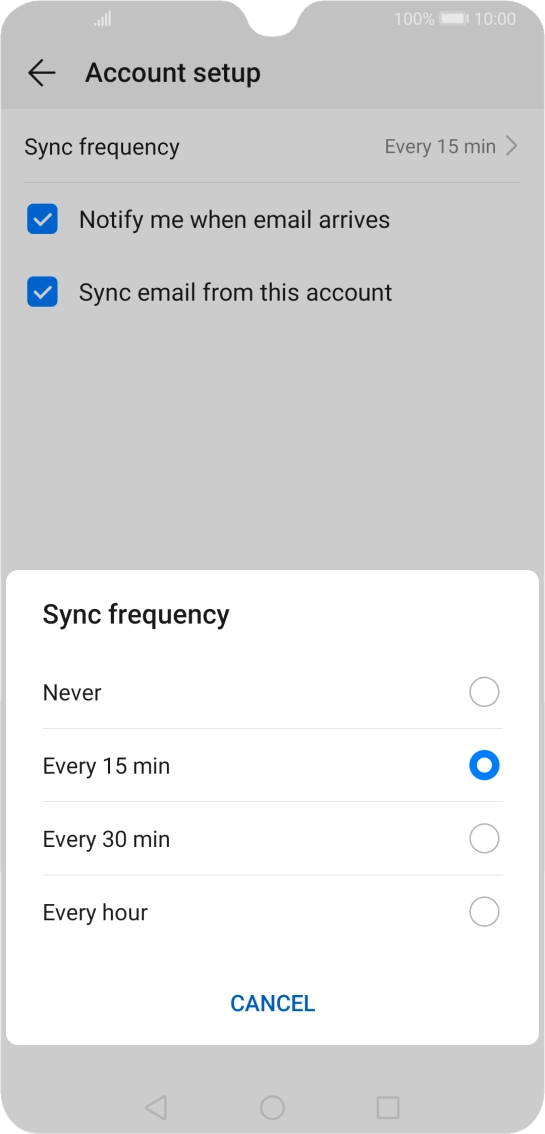 Press the required setting.