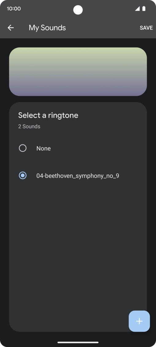 Once you've found a ring tone you like, press SAVE.