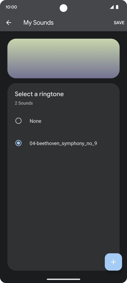 Once you've found a ring tone you like, press SAVE.
