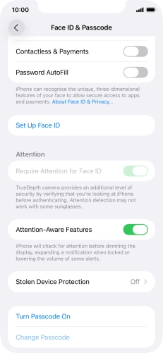 Press Turn Passcode On and key in a phone lock code of your own choice twice.