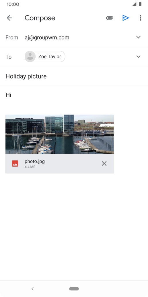 Press the send icon when you've finished your email.