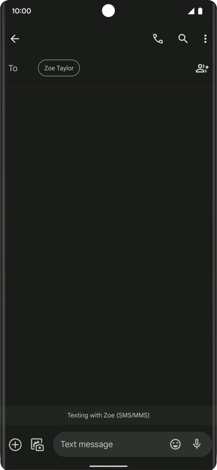 Press the text input field and write the text for your MMS.