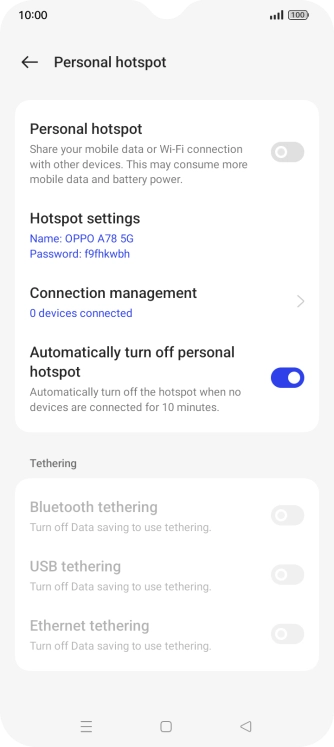 Press Hotspot settings.