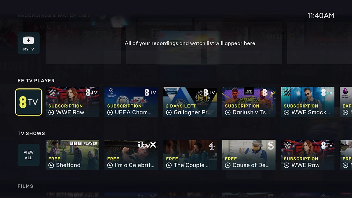 Highlight EE TV.