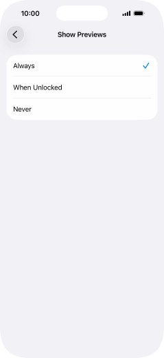 To select notification preview on the lock screen, press Always.