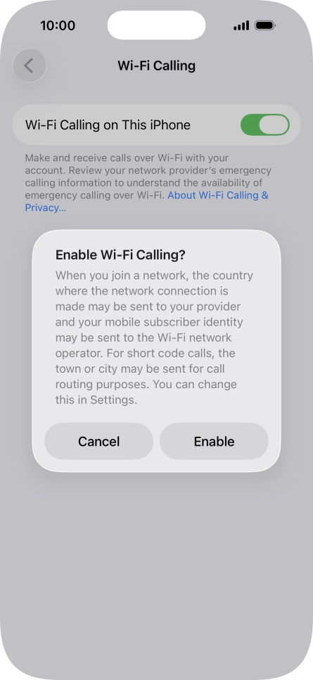 If you turn on the function, press Enable.