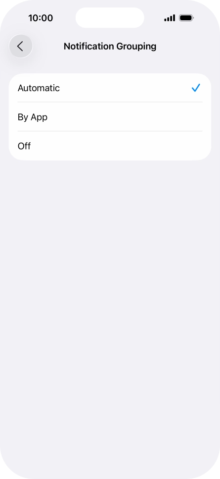 Press the required setting.