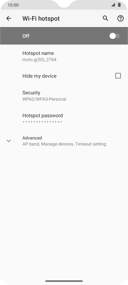 Press Hotspot name.