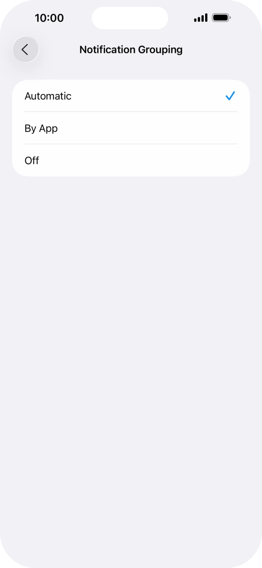 Press the required setting.