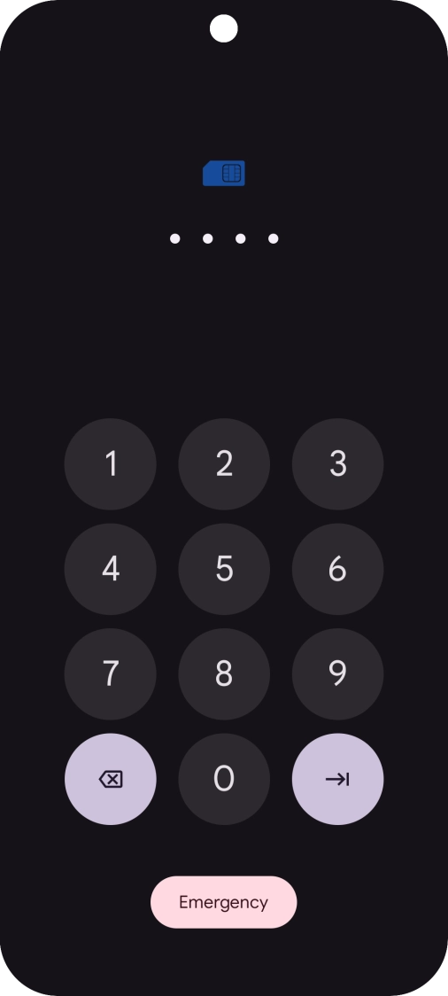 If your SIM is locked, key in your PIN and press arrow right. The default PIN is 1111.