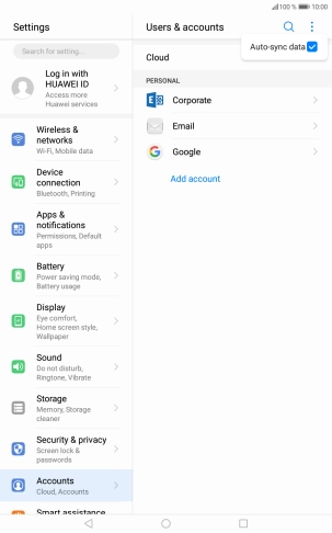 Press Auto-sync data to turn the function on or off.