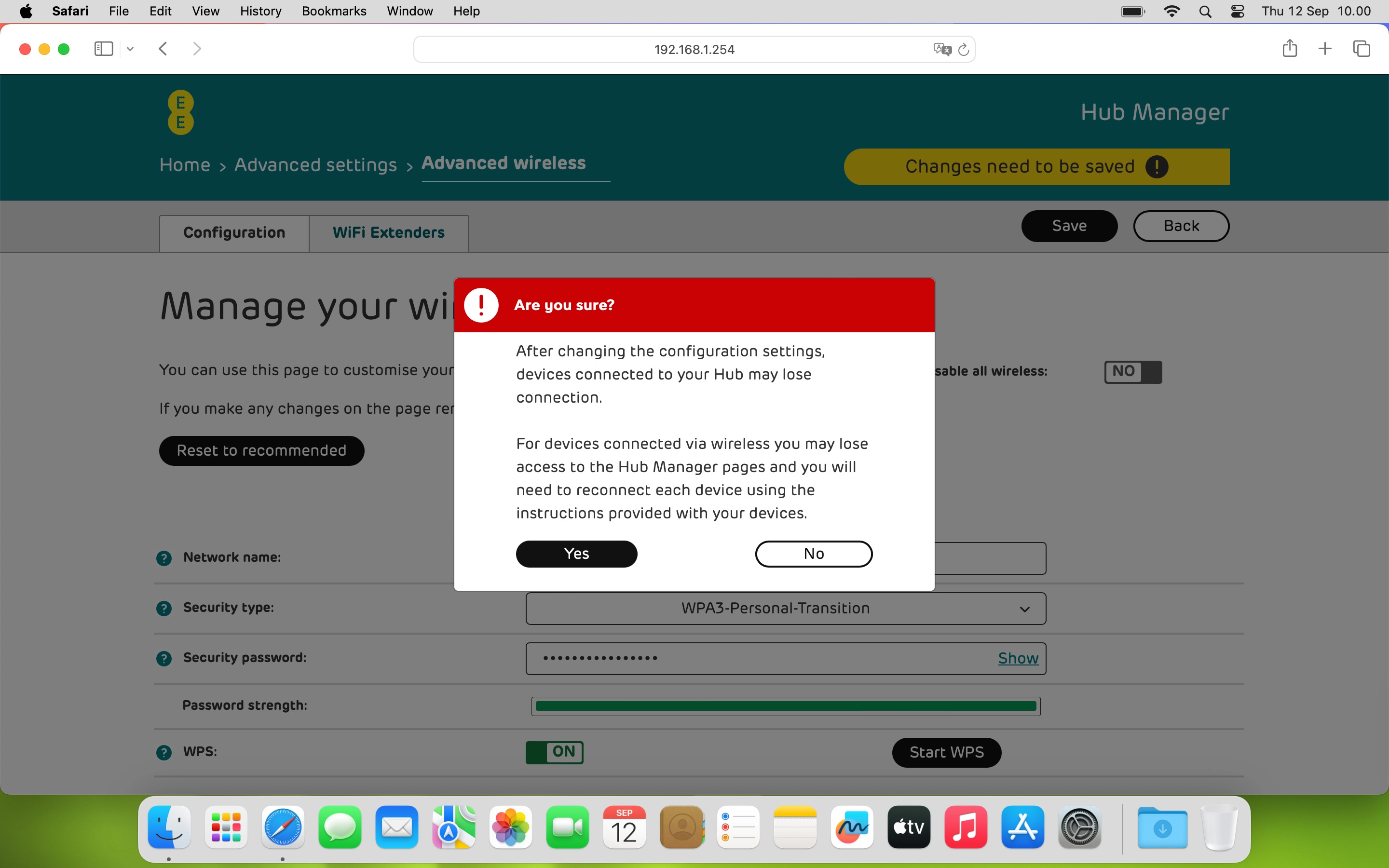 Click Yes. You can now establish a connection to your Wi-Fi hotspot using the new channel.