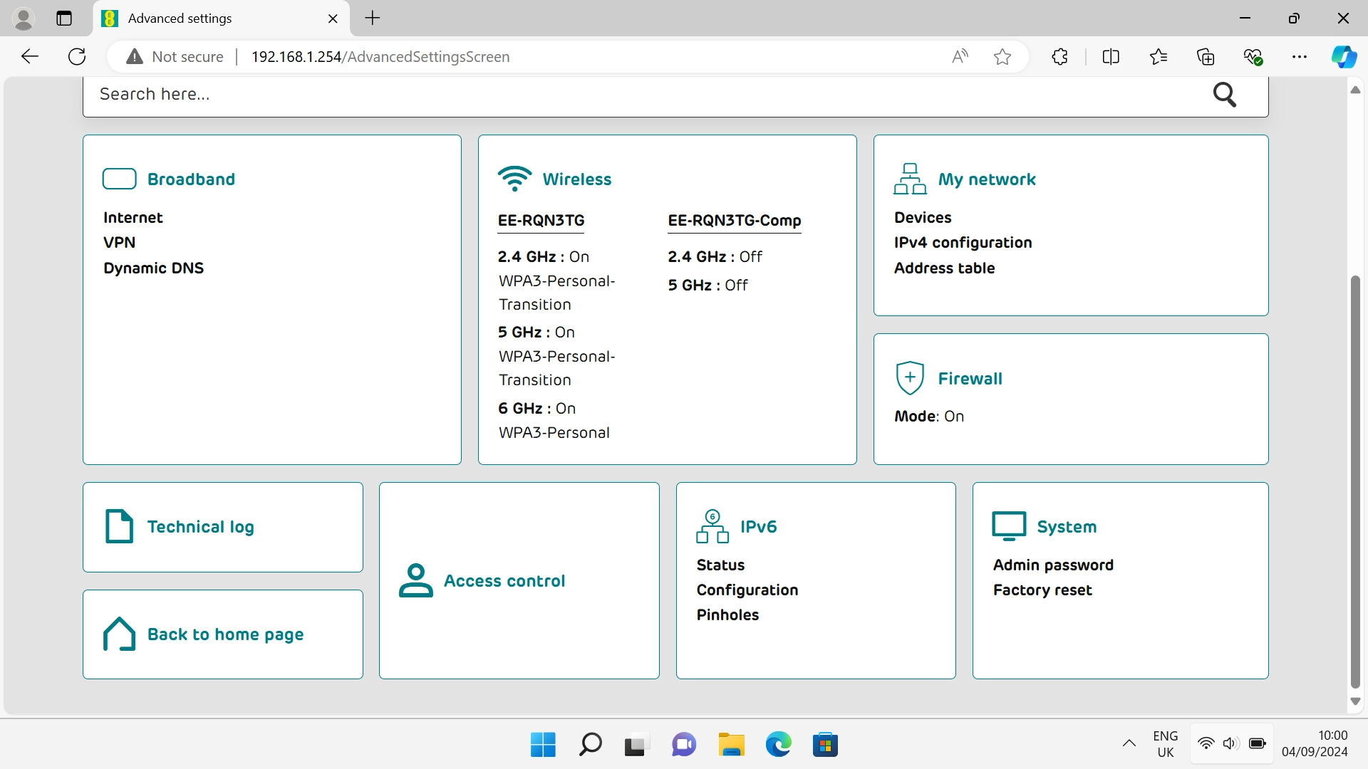 Click System and, if required, follow the instructions on the screen to key in the administrator password.