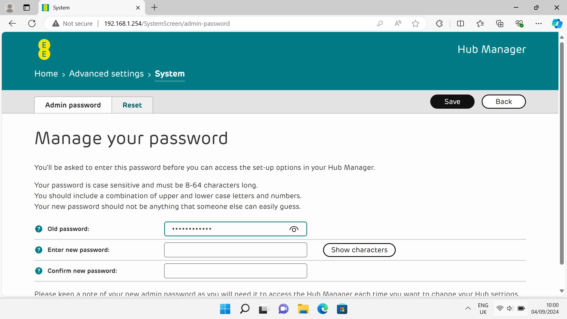Click the field next to 