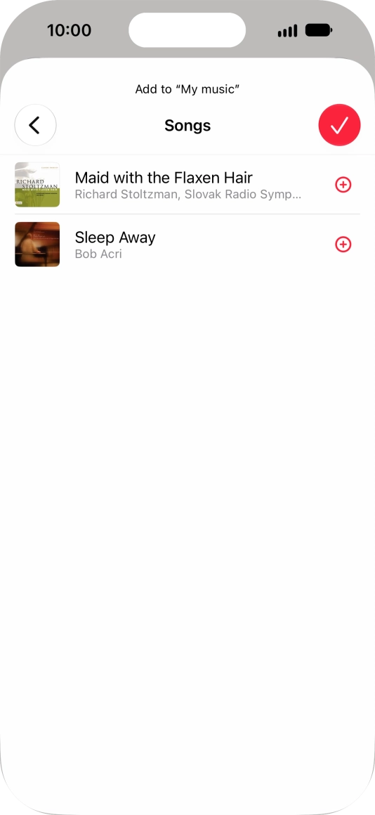 Go to the required category and press the add icon next to the required audio file.