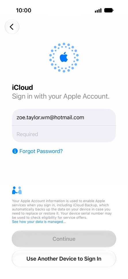 Press Required and key in the password for your Apple Account.
