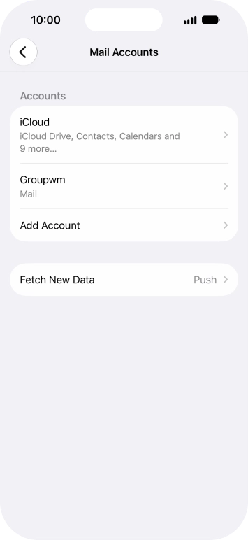 Press the name of the email account you've just set up.