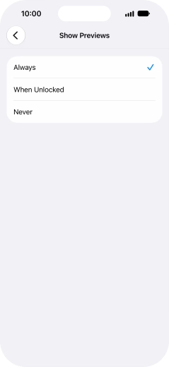 To select notification preview on the lock screen, press Always.
