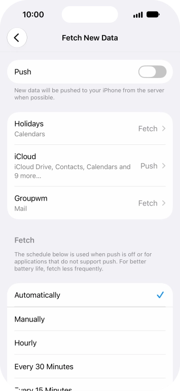 If you turn off the function, press the required setting.