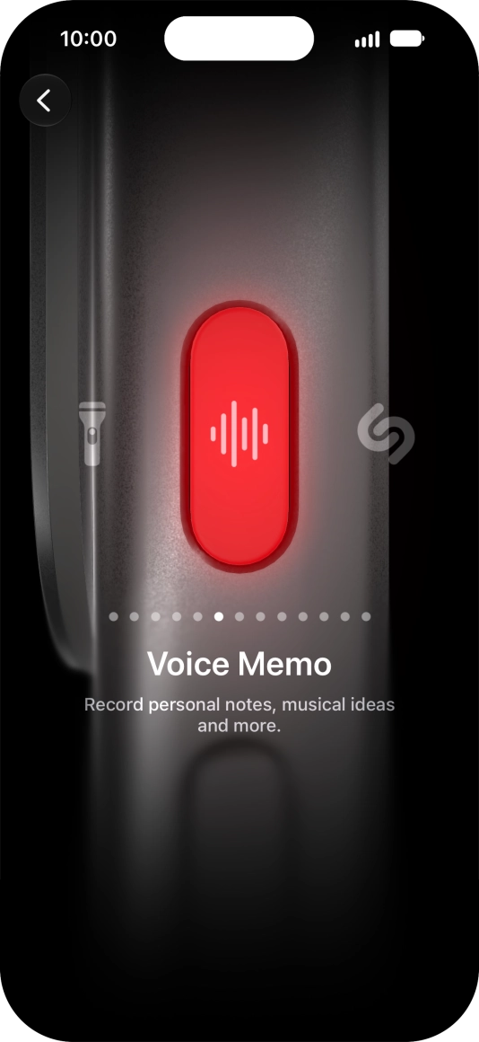 Slide your finger right or left on the screen to select the required function.
