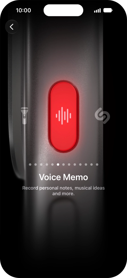 Slide your finger right or left on the screen to select the required function.