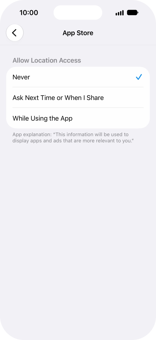 Press the required setting to turn the function on or off.
