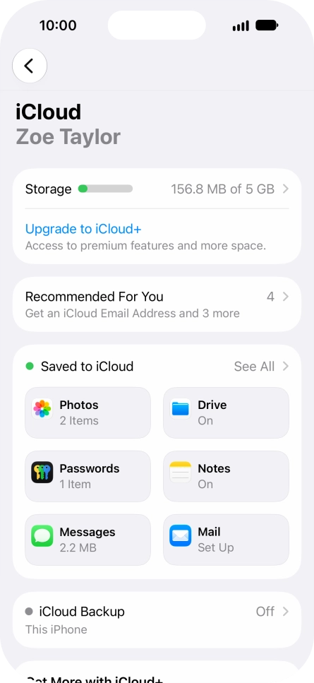 Press iCloud Backup.