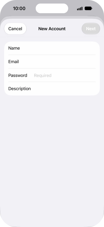 Press Password and key in the password for your email account.