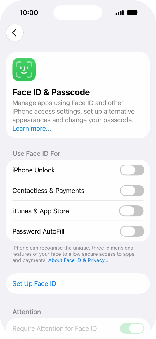 Press Set Up Face ID.