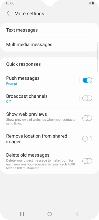 Press Text messages.