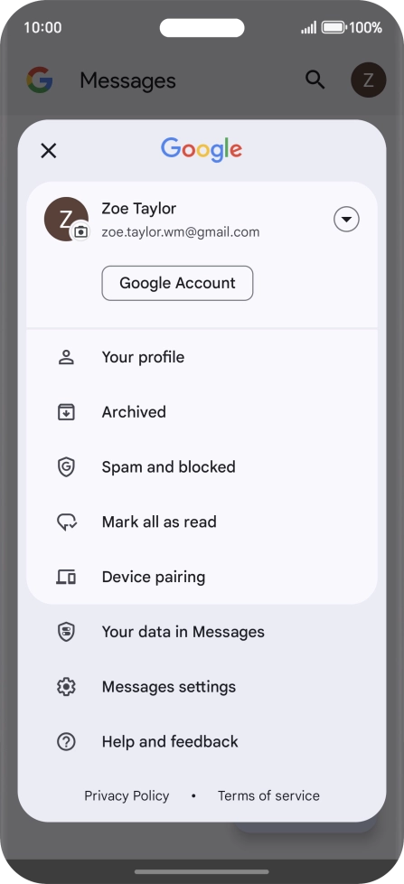 Press Messages settings.