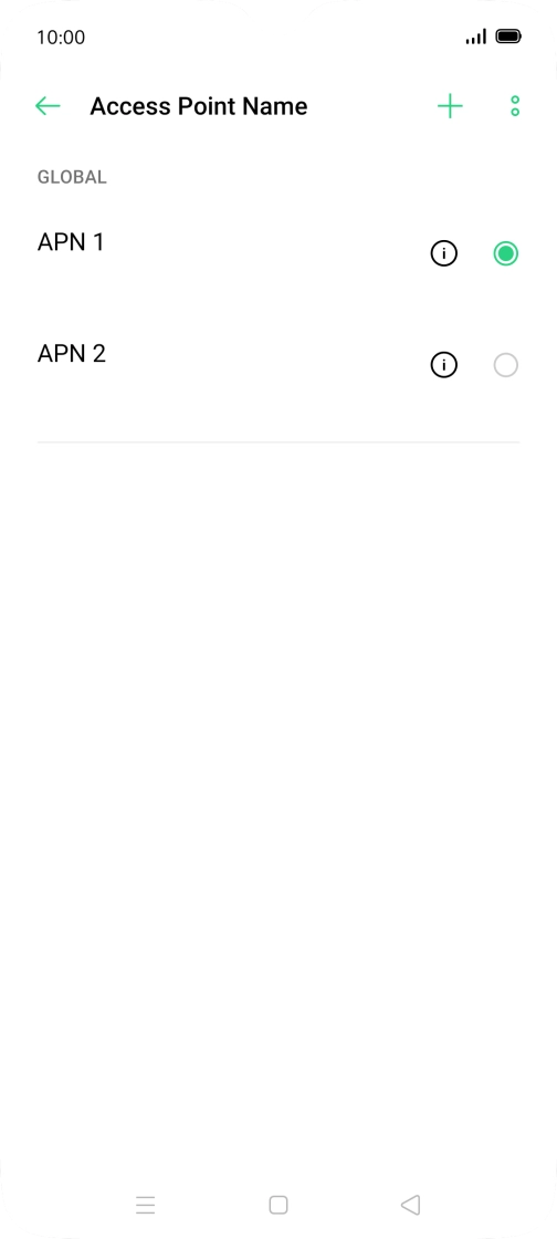 Press the field next to the data connection to activate it.