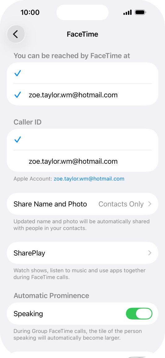 Press the required setting below 