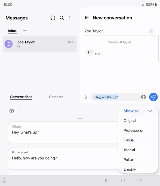 Press the required style of writing.