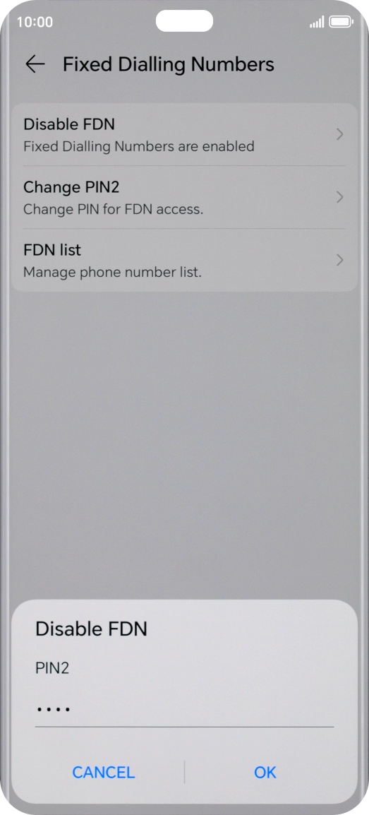Key in your PIN2 and press OK. The default PIN2 is 0000.