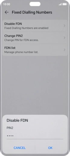 Key in your PIN2 and press OK. The default PIN2 is 0000.