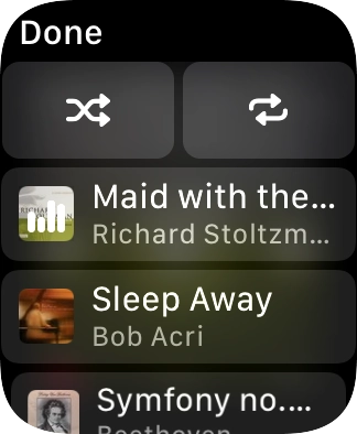 Press the shuffle icon to turn the function on or off.