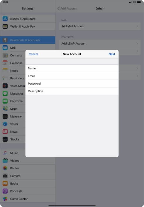 Press Description and key in the required name.