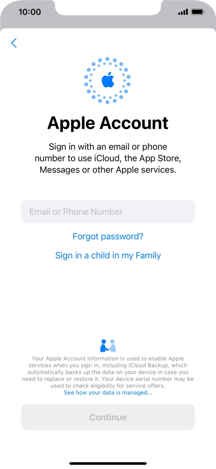 Press Email or Phone Number and key in the username for your Apple ID.