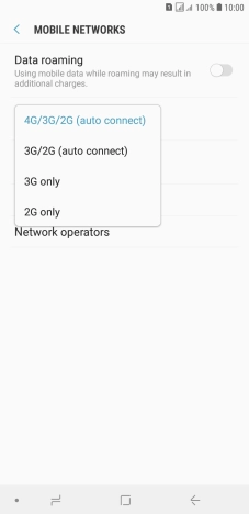 Press the required network mode.