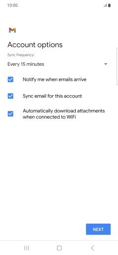If this screen is displayed, you email account has been recognised and set up automatically. Follow the instructions on the screen to key in more information and finish setting up your phone.