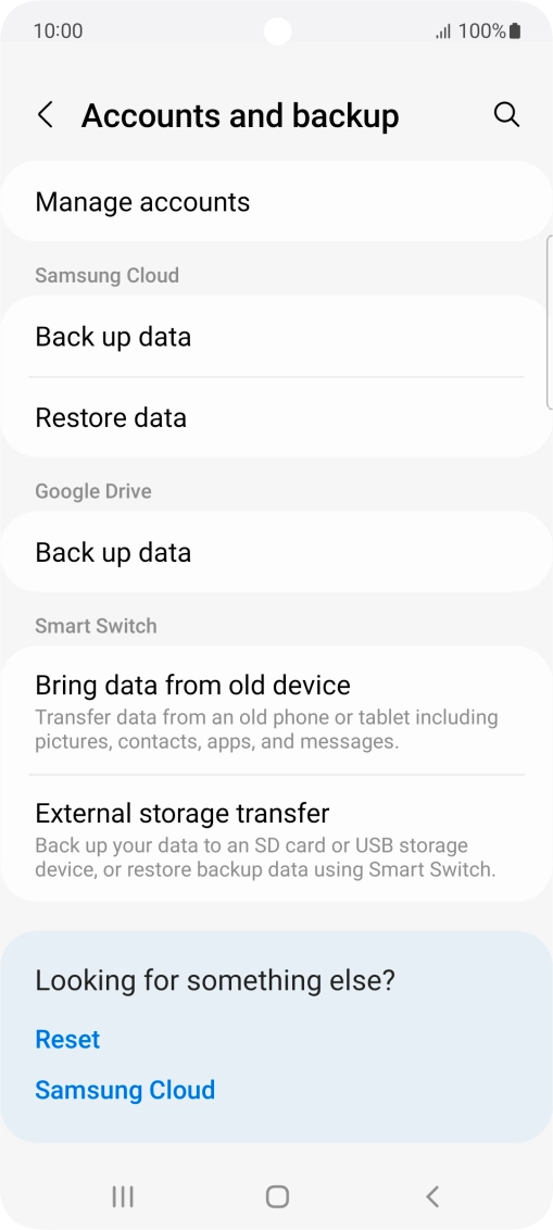 Press Manage accounts.