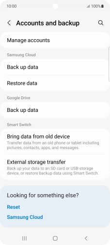 Press Manage accounts.