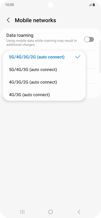 Press the required network mode.