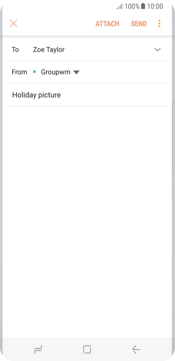 Press the text input field and write the text for your email message.