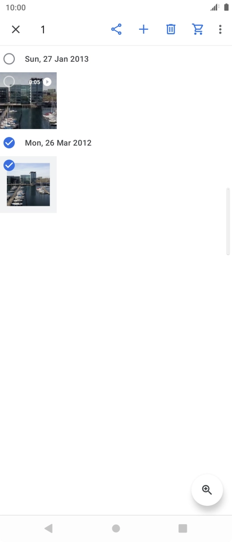 Press the required pictures or video clips.