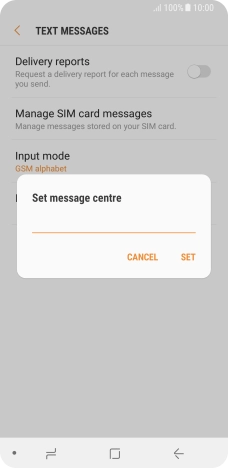 Key in +447958879879 and press SET.